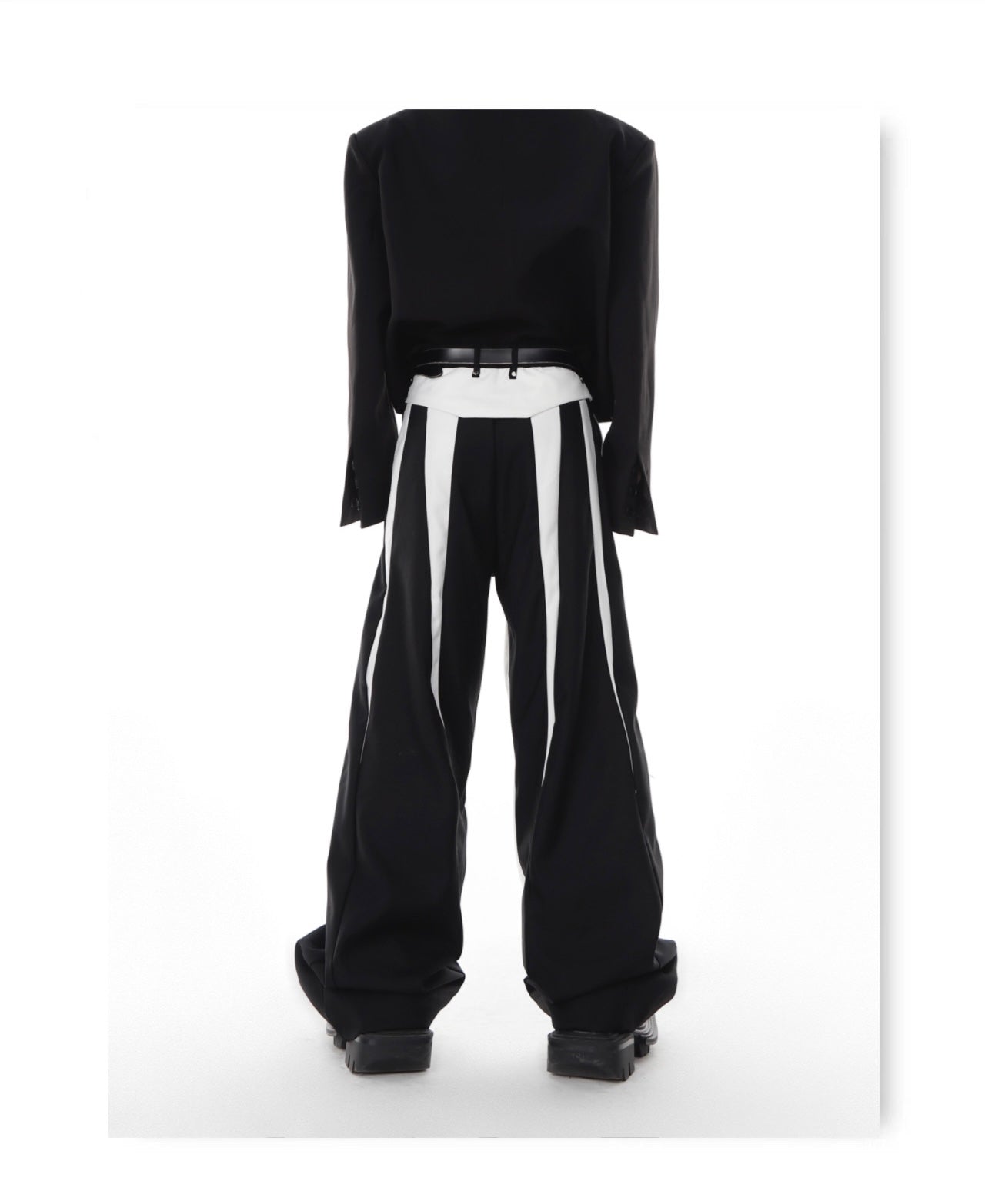 UNISEX Deconstructed Black and White Contrast Pants [H165]