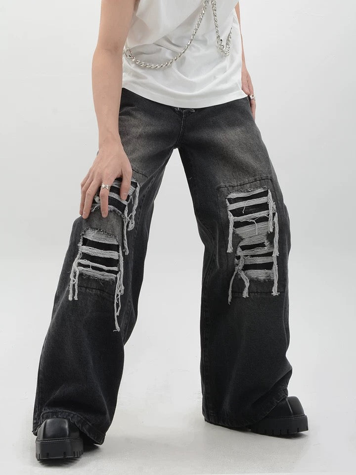 UNISEX Oversized Denim Super Ripped Pants | ARGUE CULTURE Collection [H068]
