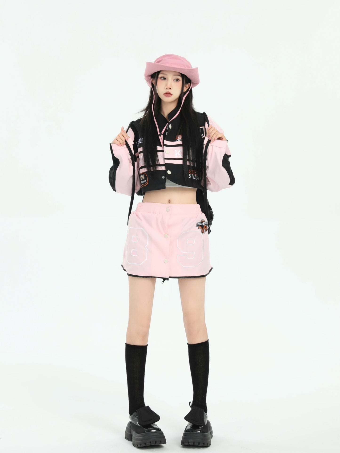 UNISEX Pink Racing Jacket, Pink Racing Skirt | ZZHENL [H274]