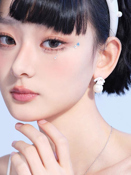 Lucky Bunny Pearl Earrings MEILILOVE [H211]