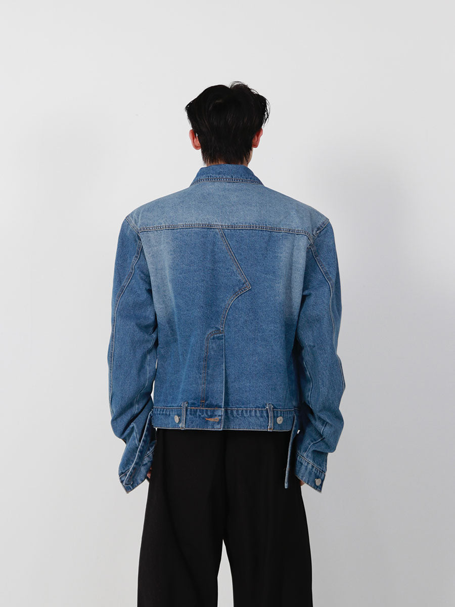 UNISEX Belt and Buckle Denim Jacket [H184]